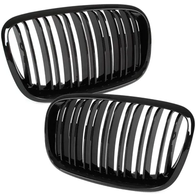 Produktbild von BMW X6 E71 07-14 Nierengitter zwischen den Scheinwerfern, links + rechts, schwarz glänzend, Doppelstrebe