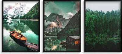 Obrázek produktu pro Nástěnné plakáty do obývacího pokoje, ložnice Krajina hory les voda 3x 30x40cm