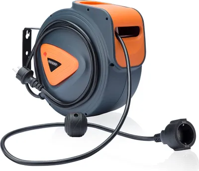 Produktbild von MONZANA® Automatik Kabeltrommel 15m +1,5m 180° drehbar Wandhalterung Selbstaufrollend automatischer Kabelaufroller Decken und Wandmontage Werkstatt
