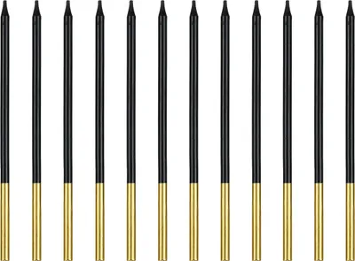 Produktbild von Geburtstagskerzen 14cm glatt 12er Set Schwarz Gold