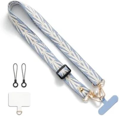 Produktbild von PolkaHome® Universelles Telefonband – Verstellbarer Schultergurt & Handgelenksband – Sicherer Telefonhalter, Blau, 15 x 8 x 2 cm