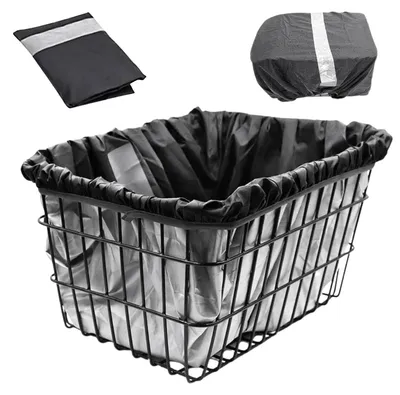 Produktbild von Fahrradkorbabdeckung Regenschutz Regenhülle Fahrradkorb - Wasserdicht - Mit Reflektorstreifen - 42 x 33 x 25 cm - Schwarz