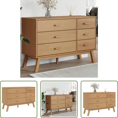Produktbild von The Living Store Schubladenschrank OLDEN Braun Massivholz Kiefer