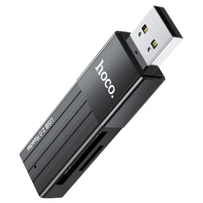 Produktbild von HOCO 2in1 USB A 2.0 HB20 Speicherkartenleser 2TB in Schwarz 480 Mbit/s