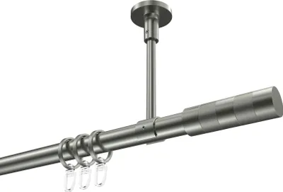Produktbild von Interdeco Gardinenstange / Vorhangstange Edelstahl-Optik, Typ Sonette Mavell (Zylinder Bicolor) Deckenmontage, 20 mm Ø 1-läufig, 160 cm
