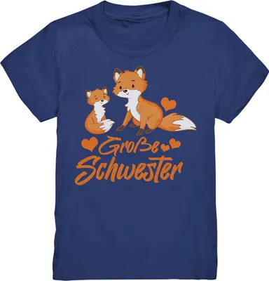 Produktbild von Große Schwester Shirt Fuchs Große Schwester Geschenk – Indigo / 98/104 (3-4)