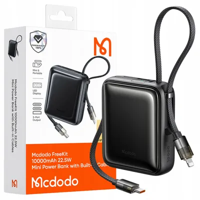 Zdjęcie produktu dla Mcdodo Powerbank 10000Mah Z Wbudowanymi Kablami 3 X Usb-C Lightning 22,5W