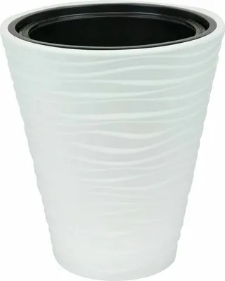 Zdjęcie produktu dla KADAX doniczka z wkładem "Temara", doniczka, plastikowa doniczka, sadzarka, okrągła, 30 cm, biała