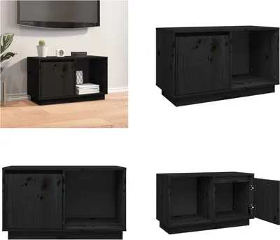Obrázok produktu pre vidaXL TV skrinka čierna 74x35x44 cm borovicový masív - TV skrinka - TV stolík - TV nábytok