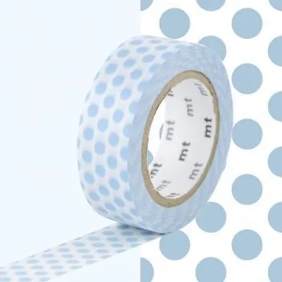 Immagine prodotto di Nastro adesivo decorativo a pois - Blu ghiaccio - 1,5 cm x 7 m
