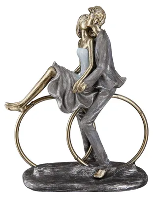Imagen del producto de Escultura Gilde, par, dos figuras entrelazadas, motivo de anillos, resina artística, color dorado, lote de 2 unidades.Altura: 25,00 cmAnchura: 20,00 cmProfundidad: 8,00 cm37449