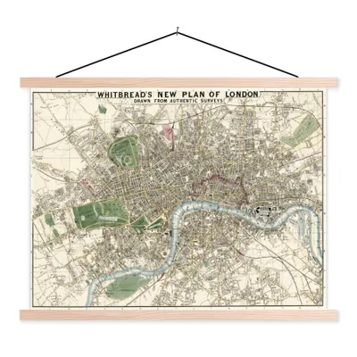 Produktbild von MuchoWow® Textilposter Stadtplan - London - Vintage 150x113 cm mit holzfarbenen Rahmen - Poster