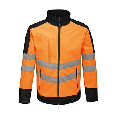 Productafbeelding van Regatta Unisex, hoogwaardige softshell werkjas met reflecterende details, model RG3978 (maat M), kleur oranje/marineblauw