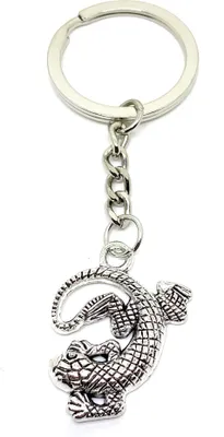 Produktbild von Onwomania Schlüsselanhänger Lurch Gecko Echse Silber Metall Anhänger Charm