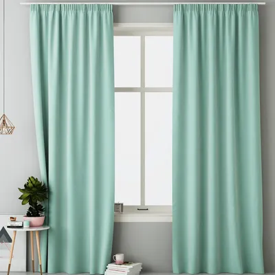 Produktbild von JEMIDI Vorhang blickdicht 140x250cm - Gardine mit Kräuselband Universalband - 100% Polyester Schal lang für Wohnzimmer Schlafzimmer - mint