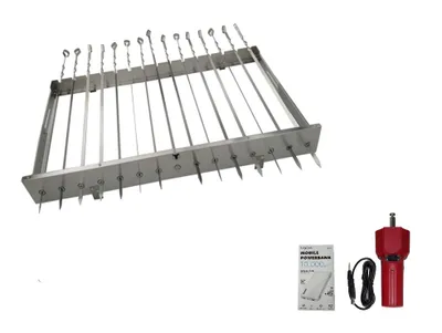 Produktbild von walexo Spießdreher (universell), incl. 15 Edelstahlspieße mit verschiedenen Motoren (mit 5V USB-Motor+Powerbank 10.000mAh)
