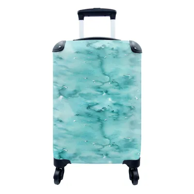 Produktbild von MuchoWow® Koffer Handgepäck Trolley Rollkoffer Kleine Reisekoffer mit 4 Rollen - Muster - Türkis - Aquarell - Cabin Size < 55x40x23 cm & 55x40x20 cm - Fotokoffer - Kabinenkoffer - Boardgepäck - Reise-Box - Reisekoffer - Reisegepäck - Koffer mit Bild - Trolley für Kinder
