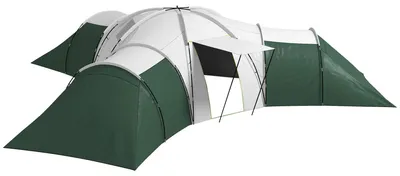 Produktbild von Campingszelt Familienzelt - 4 Räume für 6–9 Personen - Wasserdichtes Canvas - Fiberglas-Gestänge - Vorzelt/Markise - 615x615x225 cm - Armeegrün