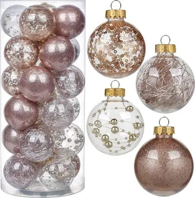 Produktbild von Famanu Weihnachtskugeln 6 cm - Transparent, 24 Stück