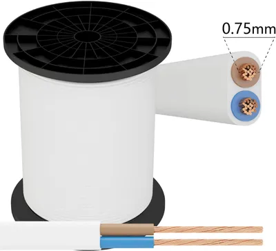Produktbild von Stromkabel Elektrokabel H05VVH-F 2-adrig 2x0,75 Weiß 1 meter