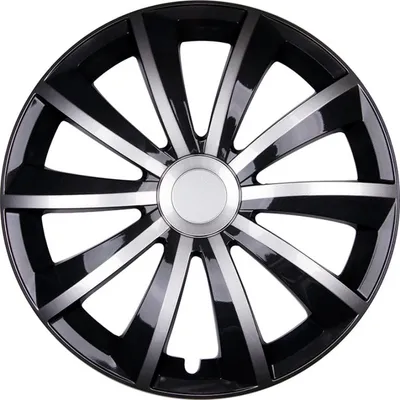 4x PREMIUM DESIGN Radkappen Radzierblenden Gral 16 ZOLL #77 Schwarz Silber Chrom – Produktansicht