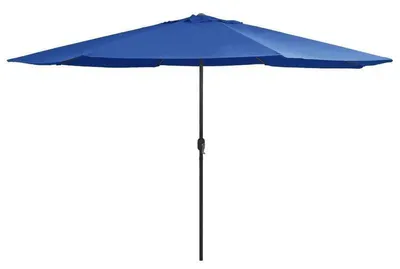 Produktbild von Garten-Sonnenschirm mit Metallstange, in Blau, wetterbeständig und in einer großen Ausführung mit einem Durchmesser von 390 cm
