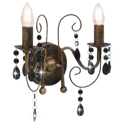 Obrázek produktu pro Nástěnné svítidlo s perlami Antique Black 2 × žárovky E14
