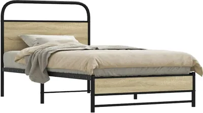 Produktbild von "2026 Promotion" Bettgestell moderne - ohne Matratze - 90x200 cm - Sonoma-Eiche Holzwerkstoff - Polsterbett CC25202