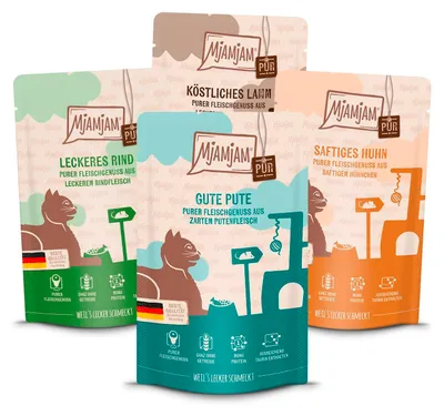 Produktbild von MjAMjAM Quetschie - Probierpaket Purer Fleischgenuss 1 (12x125g)