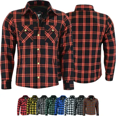 Produktbild von Herren Motorradhemd Lumberjack Holzfäller Hemd motorradjacke mit Protektoren, Größe:52/L, Farbe:Orange