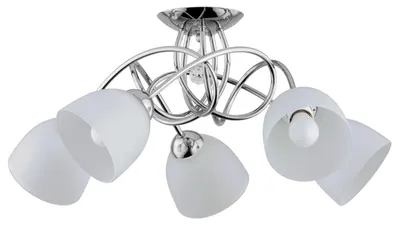 Produktbild von Deckenleuchte Metall Glas B: 66 cm Chrom Weiß E27 Modern Deckenlampe
