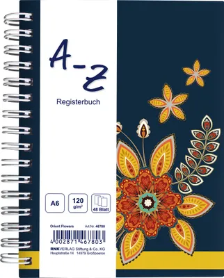 Produktbild von RNK Notizbuch mit Register A-Z A6 Orient Flowers 48Bl