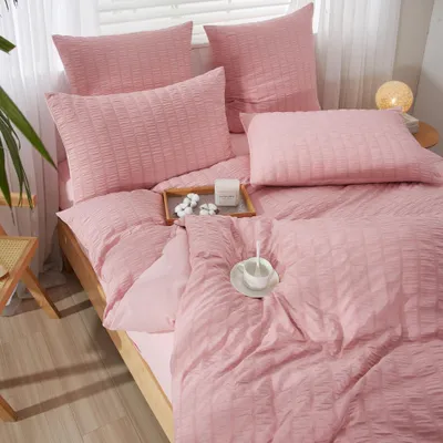 Produktbild von Seersucker Bettwäsche 135x200 Rosa Gestreift