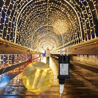 Obrázok produktu pre Jiubiaz 200 LED Icicles vianočné okno svetlo reťaz vonkajšie, teplá biela