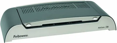 A Fellowes Helios 30 thermobinding machine is shown from a slightly elevated front-left angle against a white background.