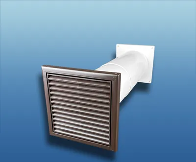 Produktbild von Abluft-Mauerkasten Standard : Größe: Ø100 154x154mm; Farbe: braun; Ausführung: mit Teleskoprohr