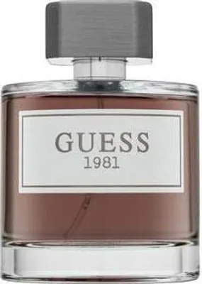 A close-up studio shot of a bottle of Guess 1981 Eau de Toilette for men.