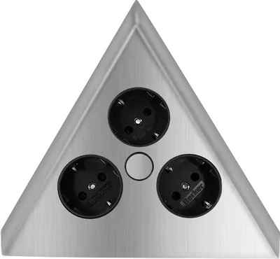 Produktbild von THEBO 3-fach Ecksteckdose ST 3007-C in Edelstahl / Ecksteckdosen / Steckdosenleiste / Steckdosen