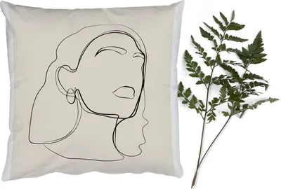 Produktbild von MuchoWow® Zierkissen Sofakissen Wohnzimmer Dekokissen 50x50 cm Frauen - Linienkunst - Text - Zitate - Komfort - Sofakissen