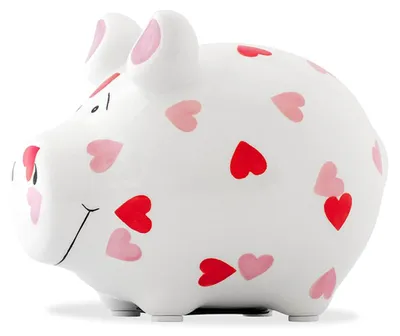 Sparschwein Keramik Herz weiß klein 12,5x9 cm