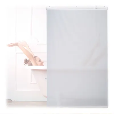 Produktbild von Relaxdays Duschrollo, 100x240 cm, Seilzugrollo für Dusche & Badewanne, Decke & Fenster, Badrollo wasserabweisend, weiß