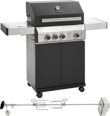 Produktbild von TAINO BLACK 3+1 + Drehspieß-Set Gasgrill mit Seitenbrenner Gasgrill 3 Brenner Matt Schwarz