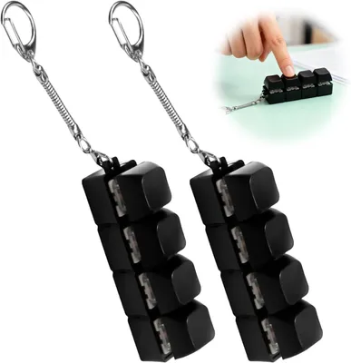 Immagine prodotto di Giocattolo antistress a forma di tastiera - Portachiavi con tasti meccanici - 2 pulsanti click - Compatto, ideale per l'uso quotidiano