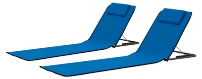 Produktbild von Klappbare Strandmatte 2 Stück Stahl und Stoff Blau Liegestuhl