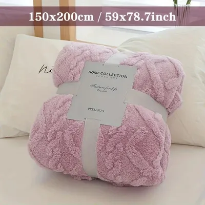 Zdjęcie produktu dla koc żakardowy 3D 150x200 cm - Miękki, całoroczny koc polarowy z nowoczesnym wzorem, nadający się do prania