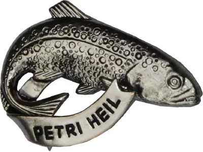Hutanstecker Forelle mit Petri Heil von Hut-Breiter in silber