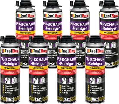 Produktbild von Isolbau 8 x 500 ml Dose PolyurethanSchaum Reiniger - Schaumreiniger für Polyurethan- Schaumpistolen, Pistolenreiniger, Reinigungsmittel, Entfetter