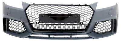 Imagen del producto de Paragolpes delantero para Audi TT 8S Mk3 (a partir de 2014), diseño RS, con rejilla de panal y extensión del labio inferior.