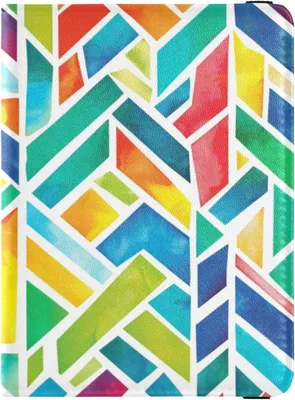 Immagine prodotto di Custodia per passaporto da donna con motivo a parallelogrammi colorati realizzata in pelle sottile, ideale per viaggi, documenti di viaggio e per mantenere l'organizzazione, impermeabile