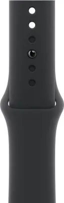 A close-up view of a black Apple Watch sport band.